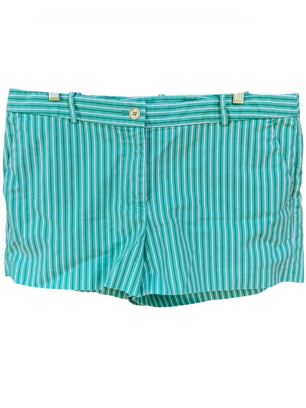 Michale Kors Green Striped Cotton Shorts Size 12